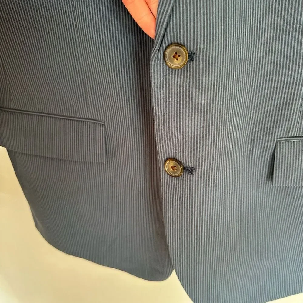J. Crew Men’s Thompson Micro Stripe Cotton Two Button Single Breasted Blazer Jac